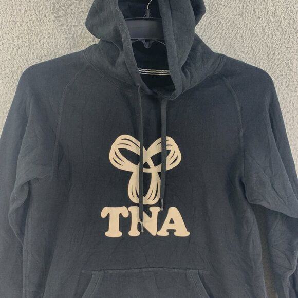 TNA Aritzia Womens Hoodie Sweatshirt Sz S Black Logo Lounge Athletic - Picture 9 of 12